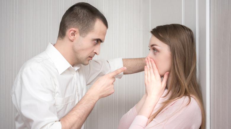 Angry man pointing his finger