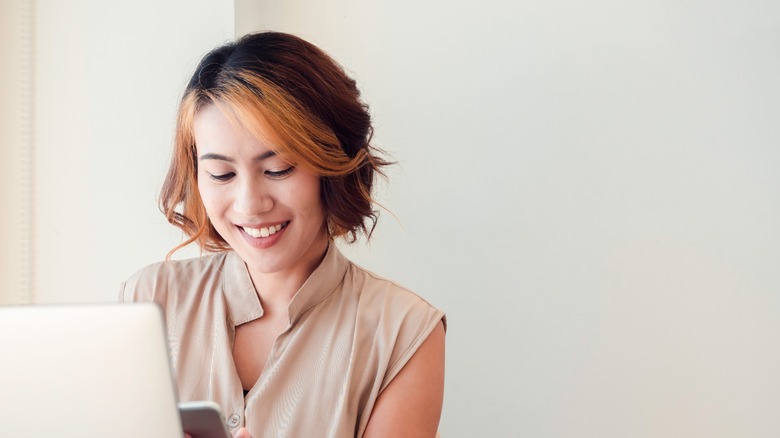 Woman with partial highlight