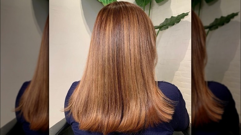 Hybrid hair dye on light brown hair.