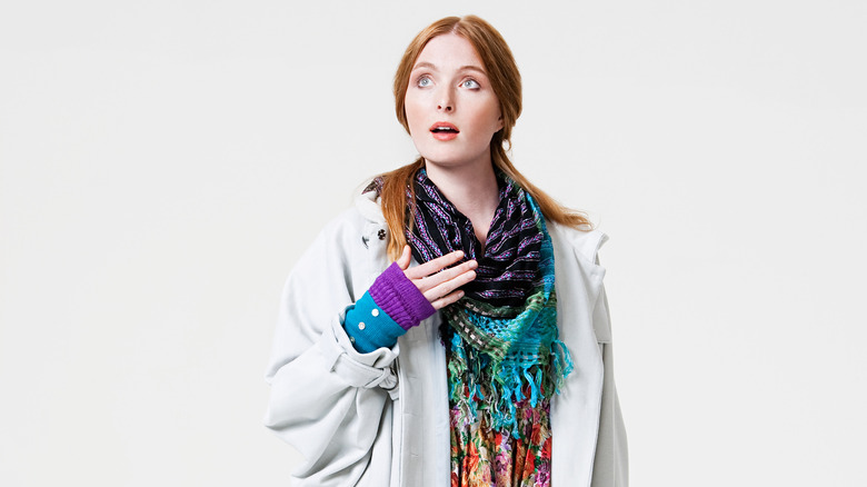 woman in colorful outfit