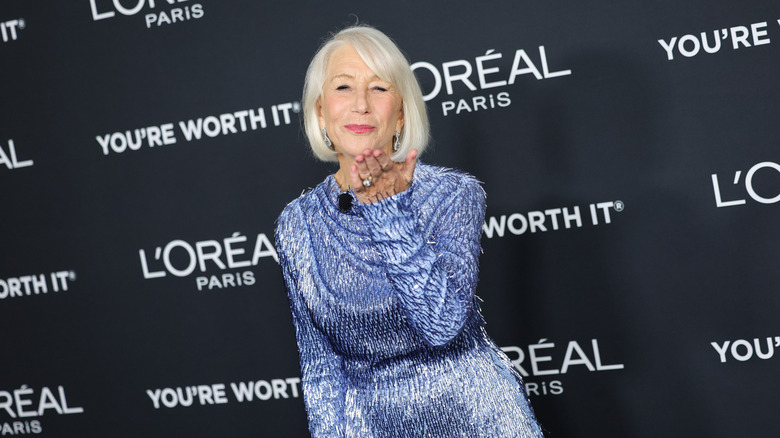 Helen Mirren blowing a kiss