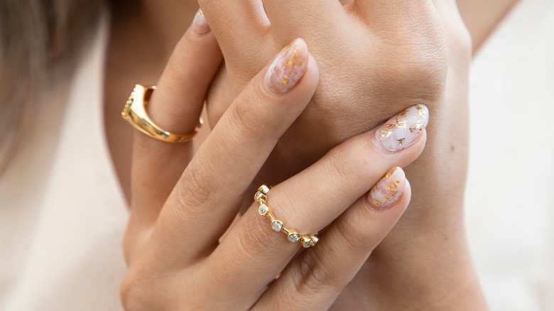 Rings on a person's hand