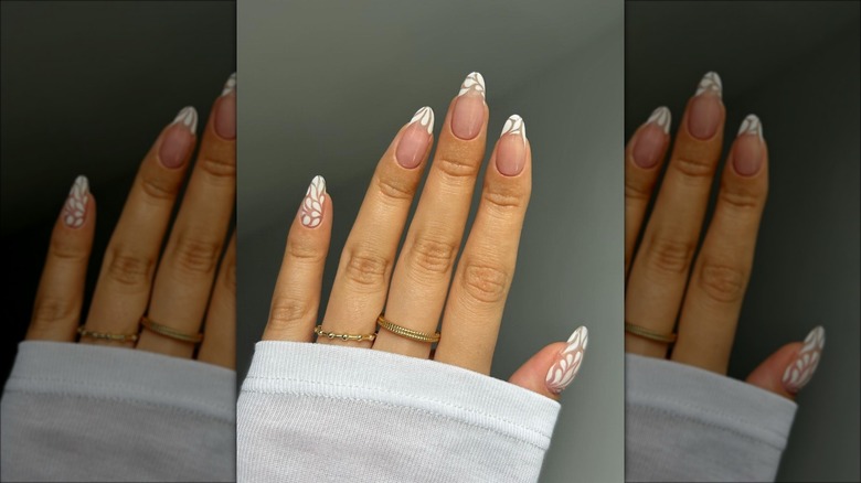 woman with abstract nails