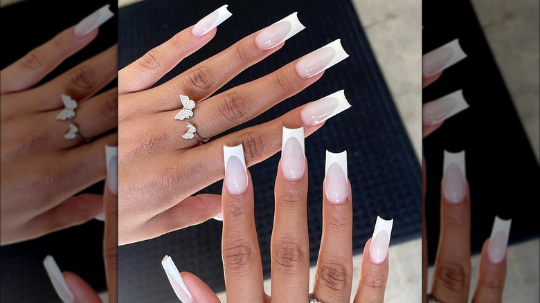 Woman with a white French tip