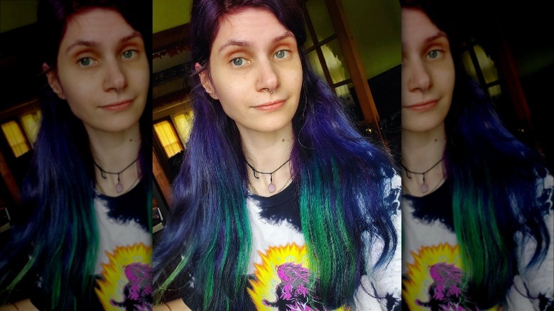 Jewel tone brunette hair