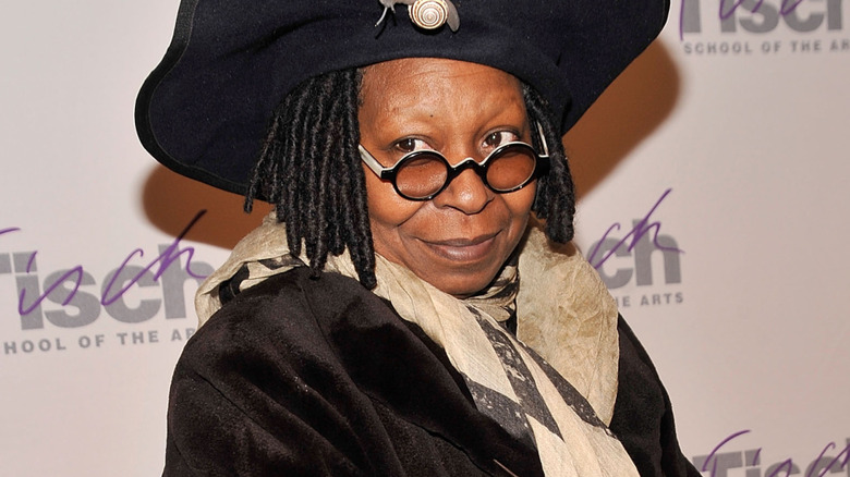 Whoopi Goldberg wears a giant hat to 