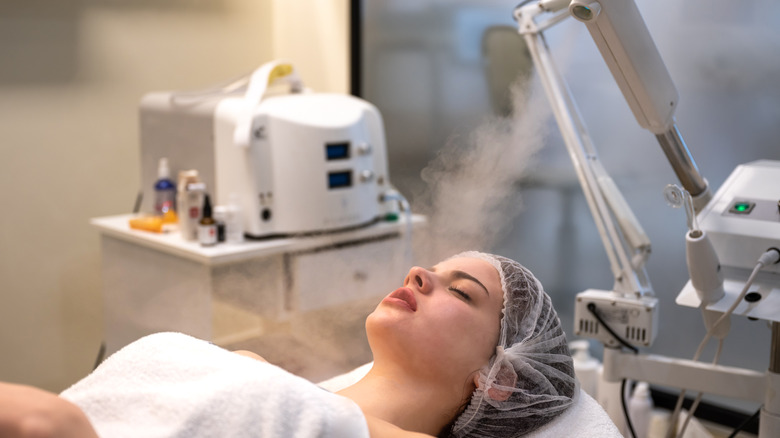 Woman being sprayed with oxygen