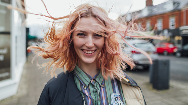 Girl with light pink hair