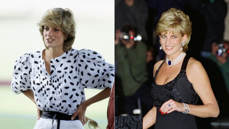 Princess Diana in the 1980s with a box bob and in the 1990s with a bixie