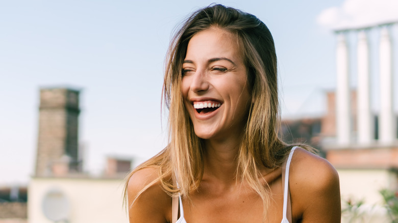 girl with short blonde hair
