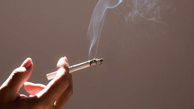 Woman smoking a cigarette