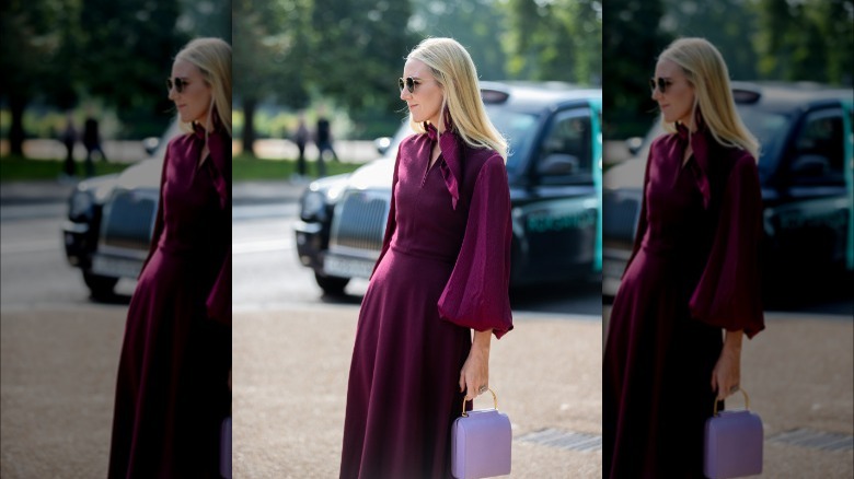 woman in purple dress