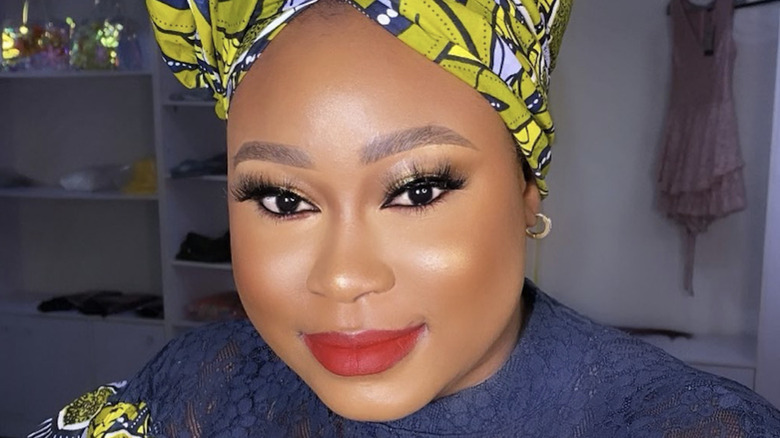 Woman with baked makeup