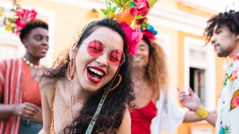 Woman smiling in costume