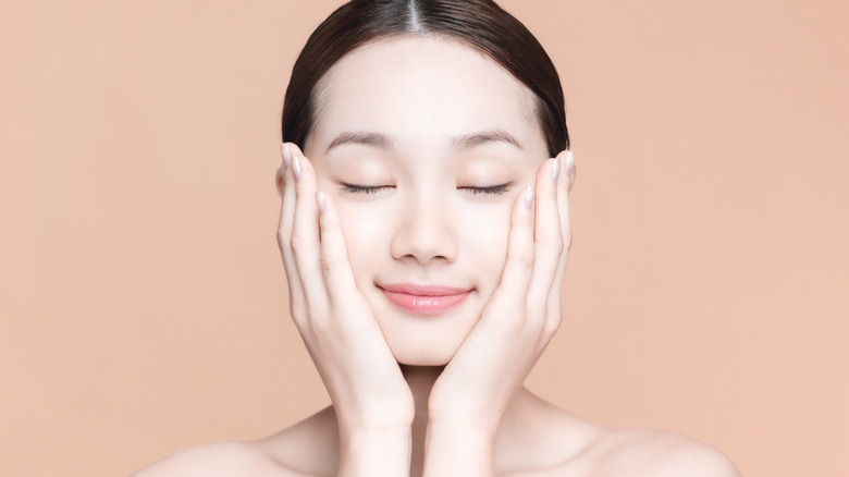 Smiling asian girl with clean face