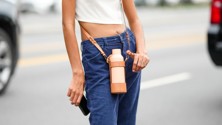 Carrying a water bottle