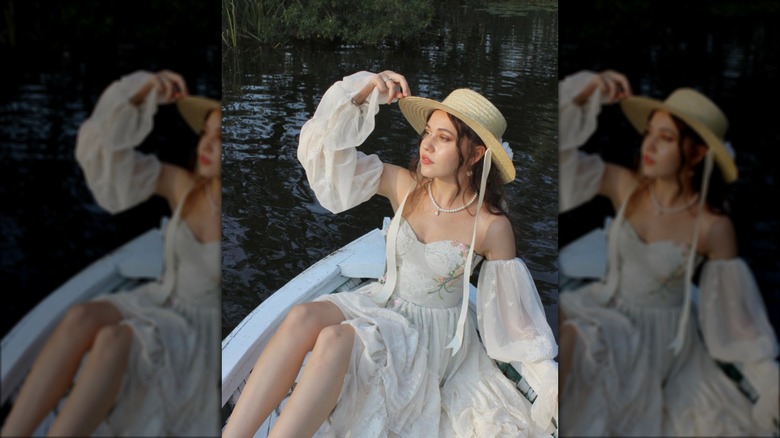 woman in vintage dress