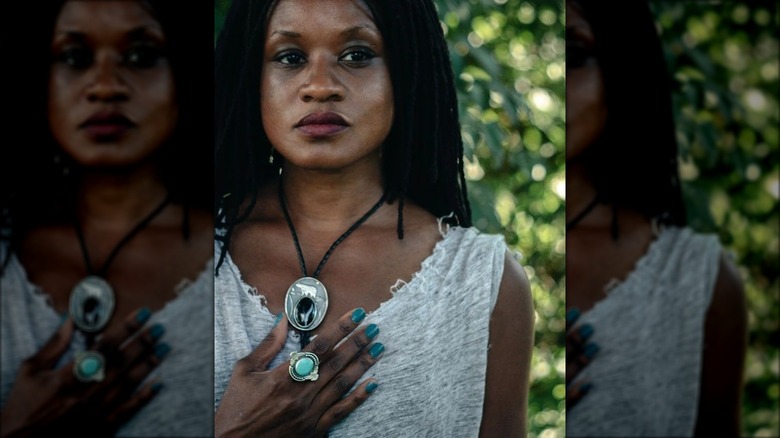 wire wrapped crystal necklace