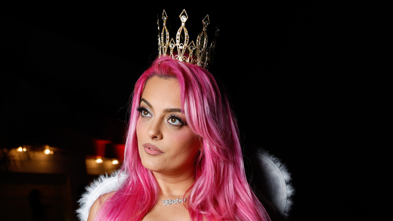 Bebe Rexha's 2025 Halloween costume containing a pink wig and crown