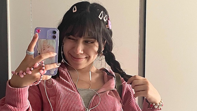 woman wearing barrettes in hair