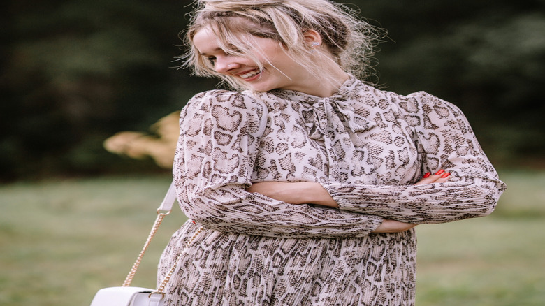 Woman with messy updo