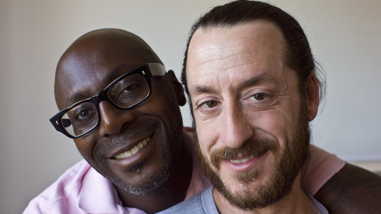 Couple hugging and smiling