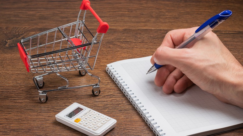 writing a shopping list