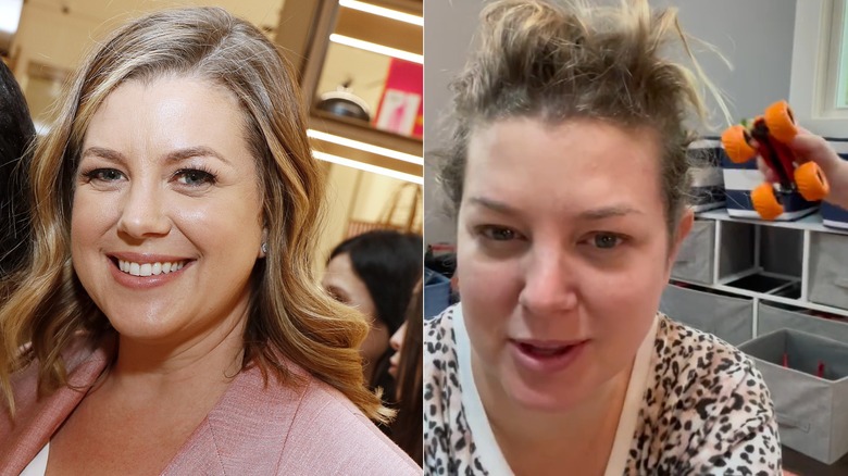 A side-by-side of Brianna Keilar with makeup and without makeup.