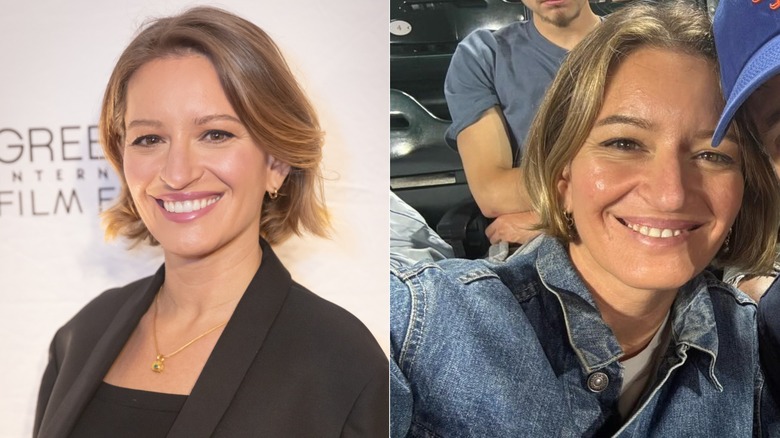 A side-by-side of Katy Tur with makeup and without makeup.