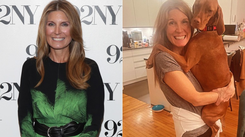 A side-by-side of Nicolle Wallace with makeup and without makeup.