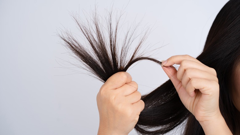 Woman with split ends