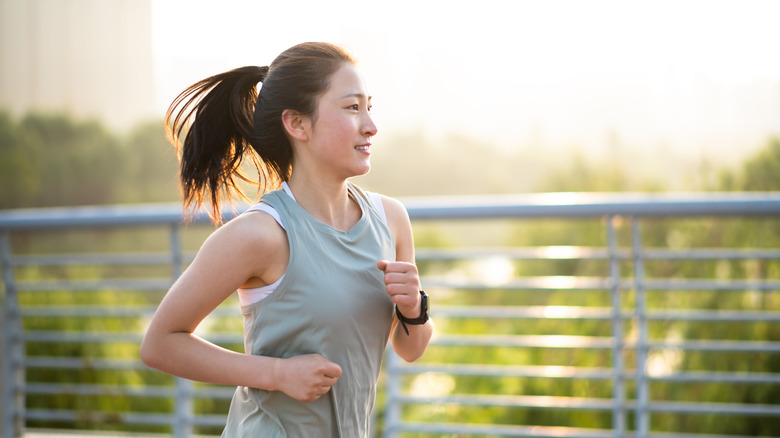 woman running outside