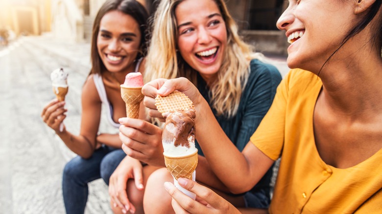 Friends enjoying ice cream