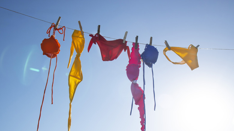 Swimsuit hanging on line