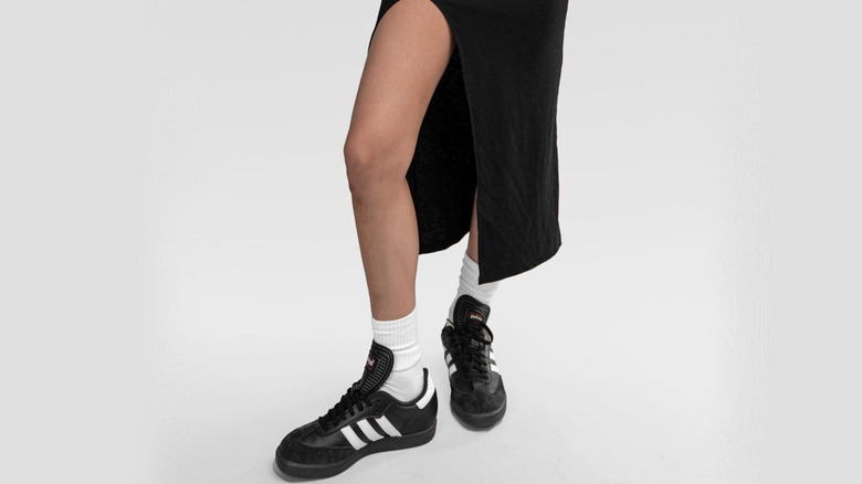 black dress with black adidas