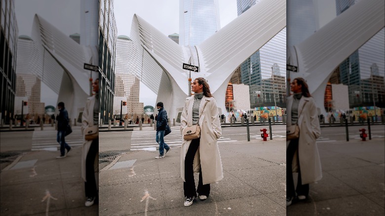 woman wearing layered staple pieces