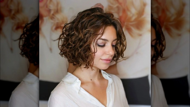 Woman models wavy hair