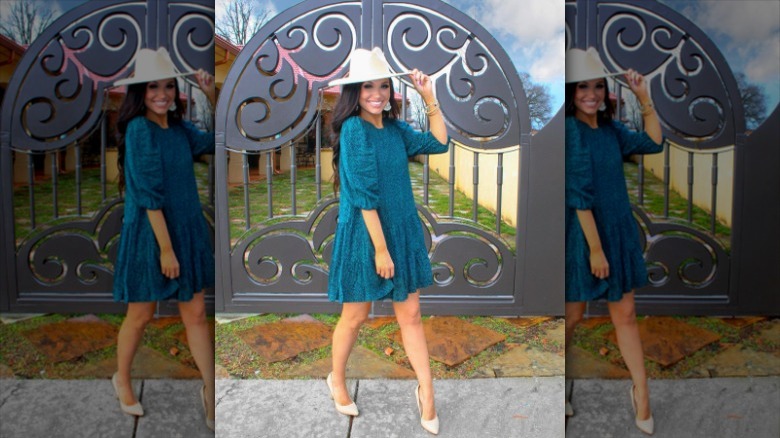 Blue drop waist dress