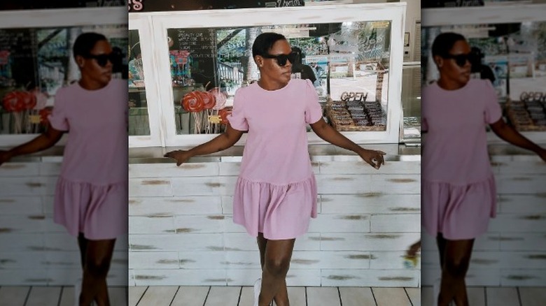 Lilac drop waist dress