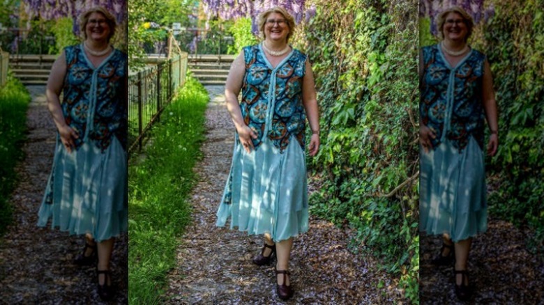 Blue drop waist dress