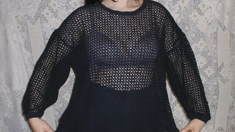 sheer mesh top over bra