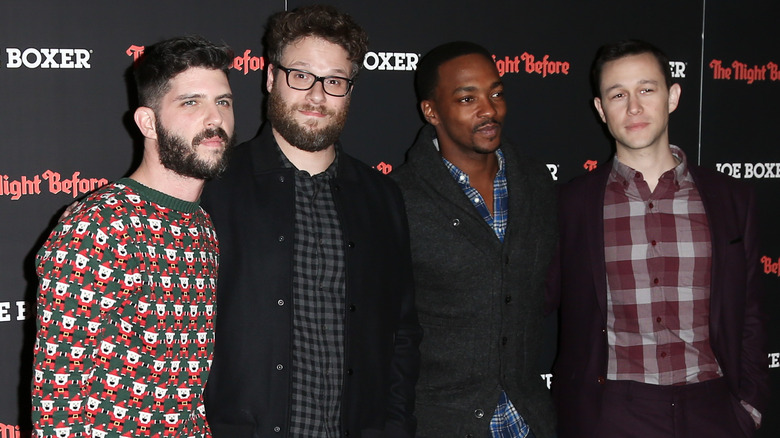 Seth Rogen with Anthony Mackie and Joseph Gordon-Levitt