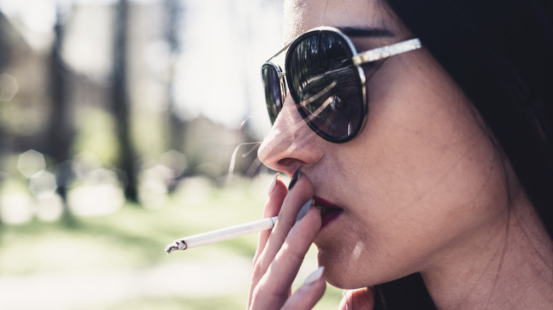 Woman smoking a cigarette