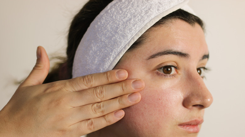Woman with dehydrated skin