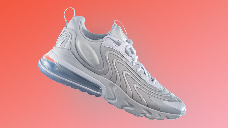 white leather shoes floating in the air