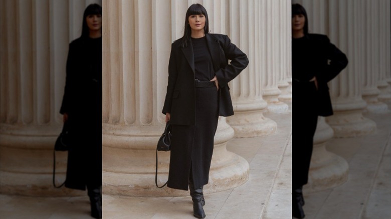 black monochrome outfit