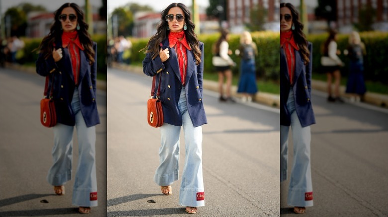 Flare jeans with blazer