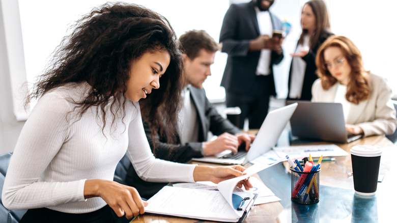 Hardworking woman at an office