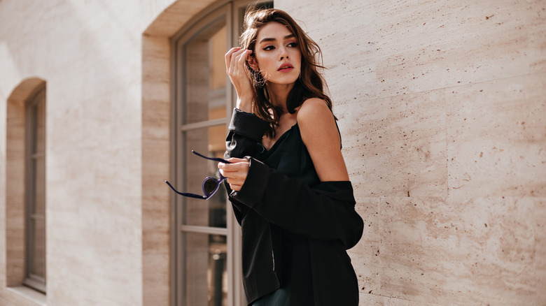 Woman in a black outfit