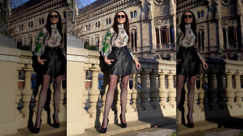 Black leather skirt